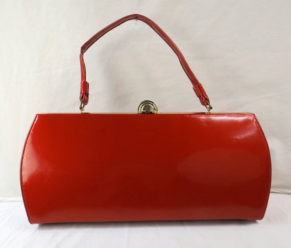 1960's Metallic Red Patent Leather Handbag - image 2