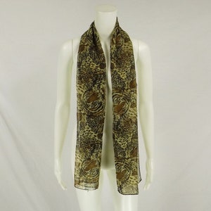 Long Rectangle Sheer Chiffon Tiger Animal Print Scarf 20&quot; x 62.5&quot;