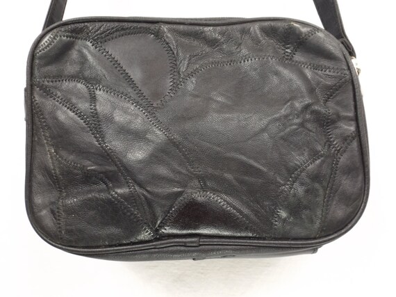 Black Leather Patchwork Shoulder Bag - image 3