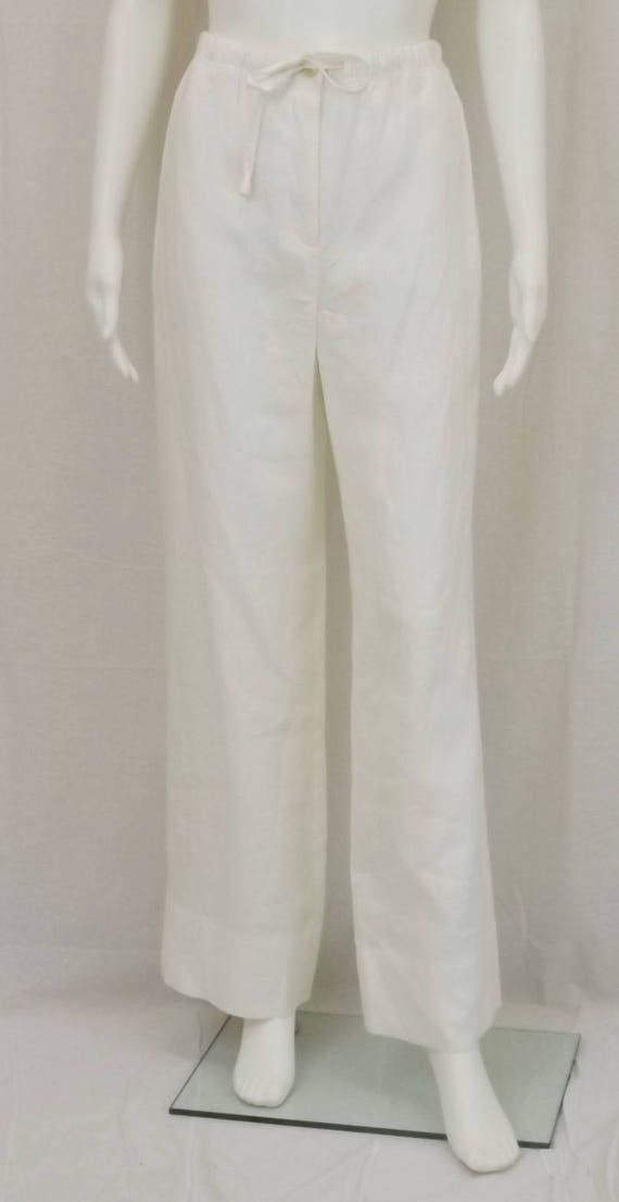 ESCADA White Linen Pants Size Medium M - image 2