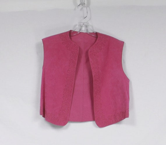 ULTRASUEDE Raspberry Vest with Fancy Couching US … - image 1