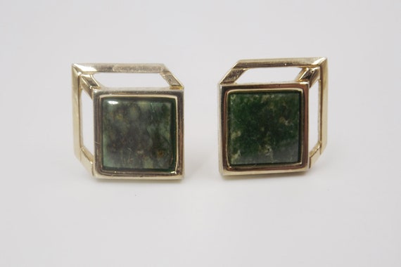 SWANK Jade Cabochon Cuff Links - image 2