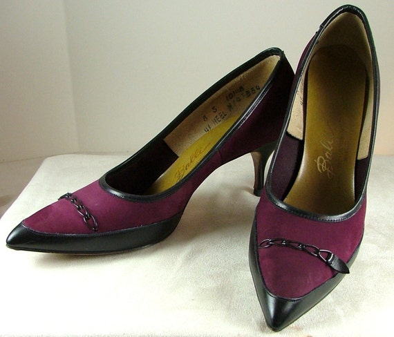 wine colored suede pumps