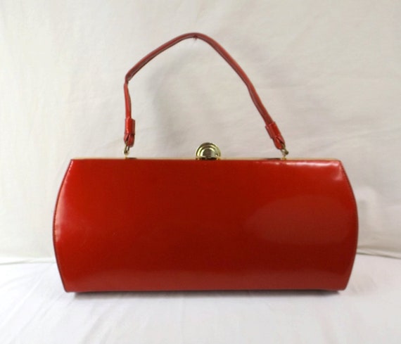 1960's Metallic Red Patent Leather Handbag - image 1