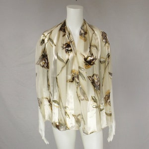 Floral Print Over Antique White Stripes Long Rectangle Scarf