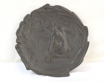 JEAN GARNIER Art Nouveau Pewter Wall Hanging