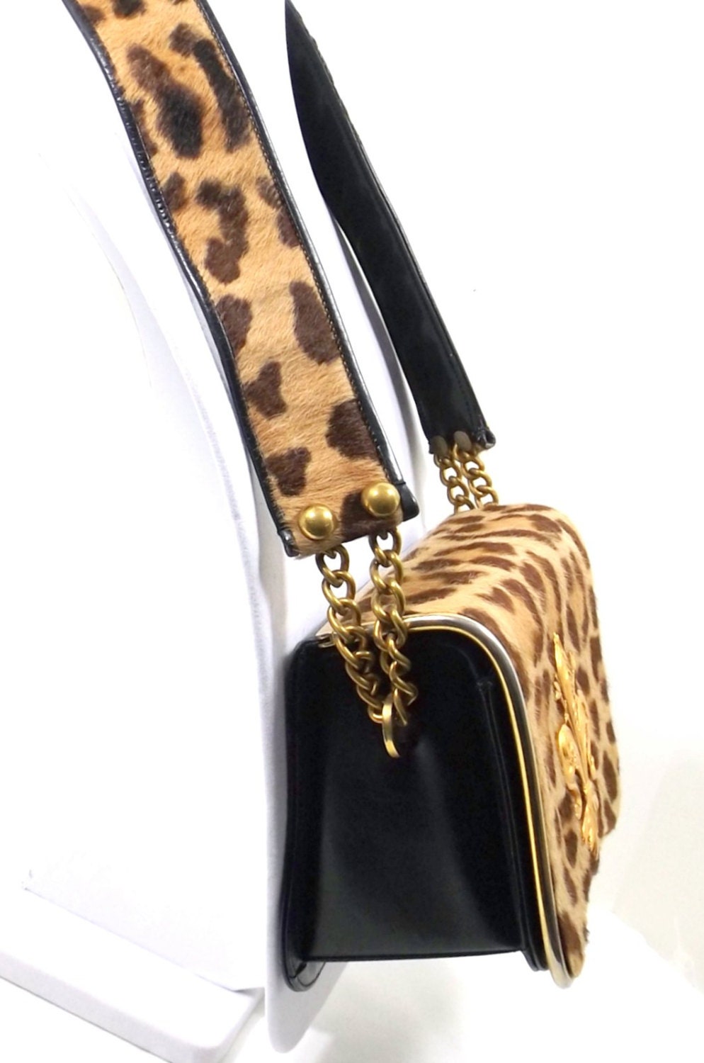 NETTIE ROSENSTEIN Leopard Leather & Fleur De Lis Purse - Etsy