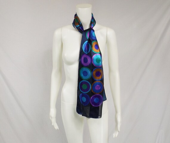 Concentric Circle Print Long Rectangle Scarf 13" … - image 2