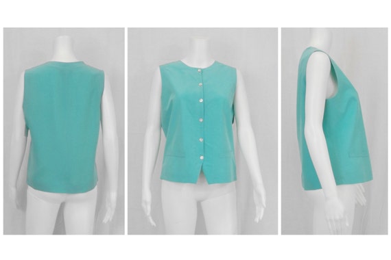 STEPHANIE ANDREWS Aquamarine Silk Vest Size M - image 1