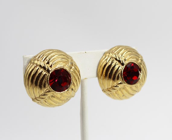 CINER Ruby Red Clip On Earrings - image 2