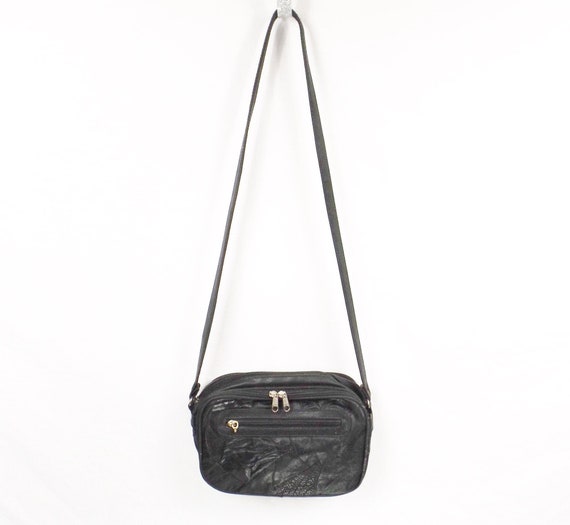 Black Leather Patchwork Shoulder Bag - image 1