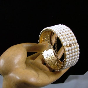 White on Gold Clamper Bracelet image 1