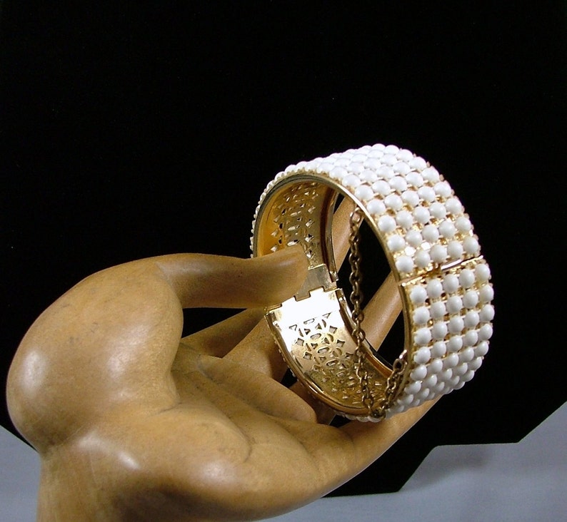 White on Gold Clamper Bracelet image 1