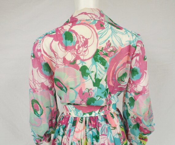 1960's Custom OOAK Mod Floral Cotton Print Dress … - image 6