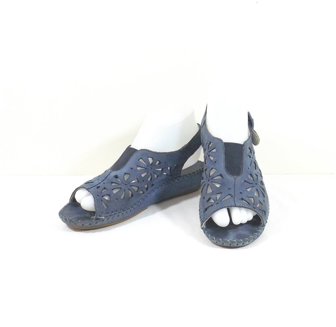 Italian Leather Sandals in Blue Size Italy 37 or US 7 - Etsy