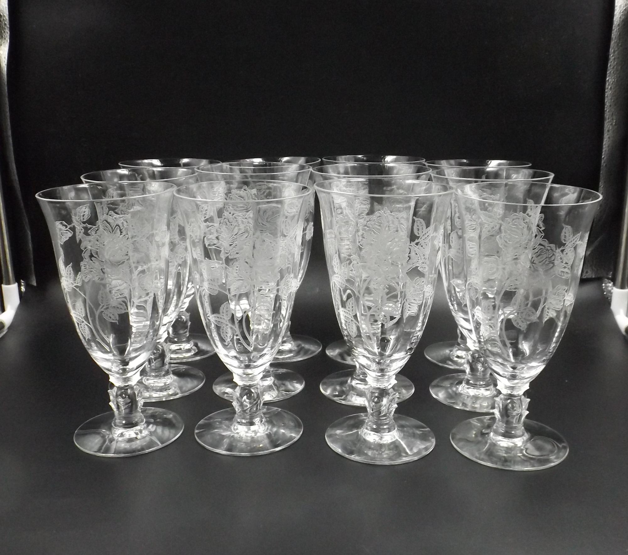 HEISEY Rose Iced Tea Goblets Set of 12