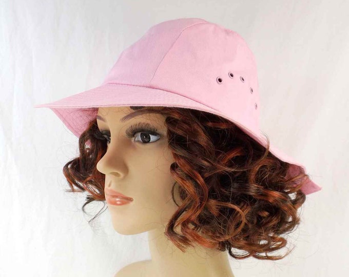 Womens Pink Canvas Sun Hat Etsy