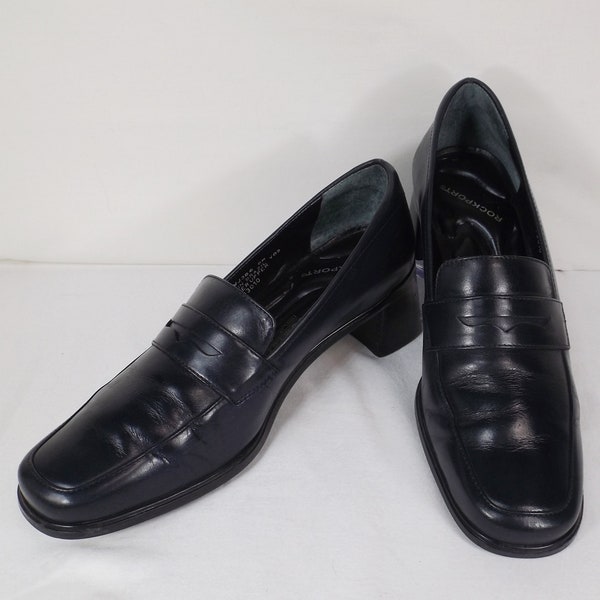 ROCKPORT Navy Blue Heeled Loafers US Size 6 M