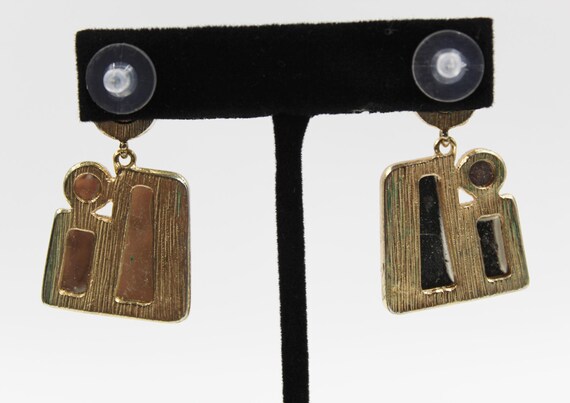 Faceted Rhinestone Dangle Post Earrings - image 4