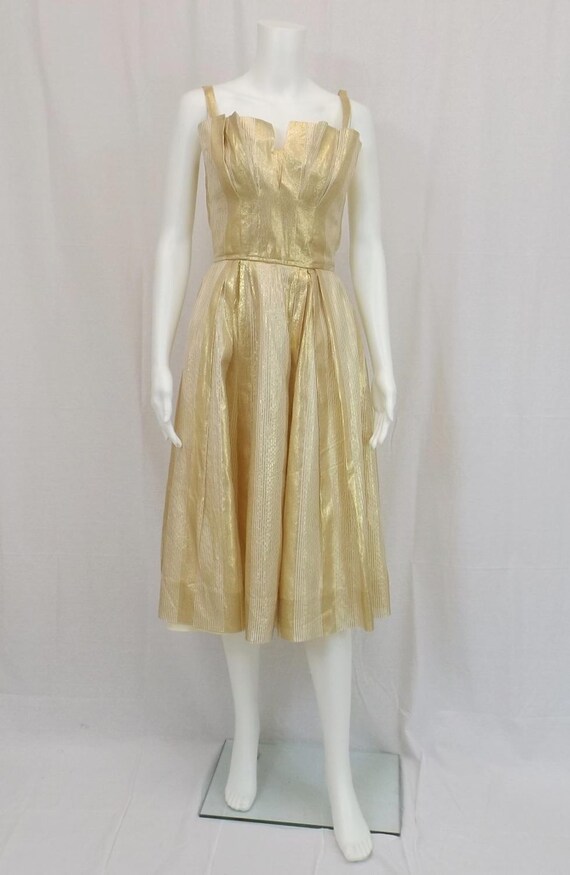 BEAUMELLE Gold Lame Party Dress Size XS 2 4 - image 2