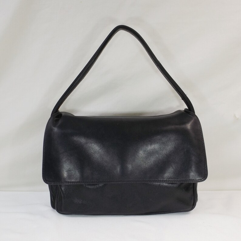ENNY Italian Black Leather Handbag Etsy