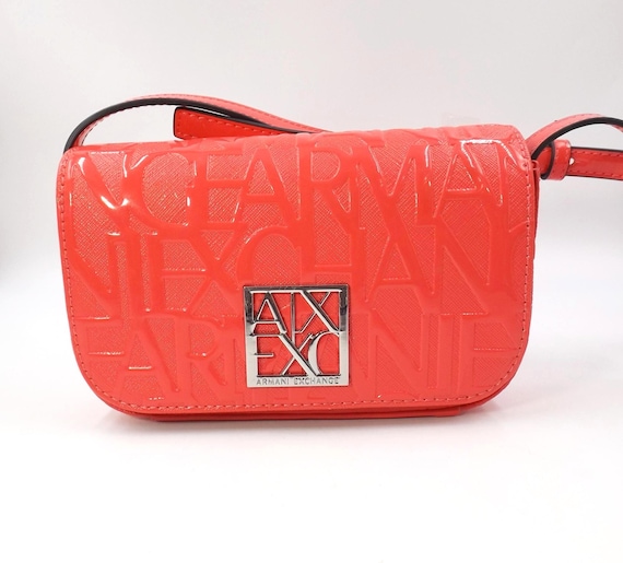 ARMANI EXCHANGE Bold Coral Pink Embossed Crossbody Bag