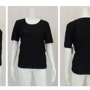 LAUREL by ESCADA Sheer Black Stretch Blouse Size 42 L 12/14