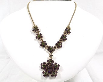 JULIANA D & E Amethyst and Peridot Rhinestone Pendant Necklace