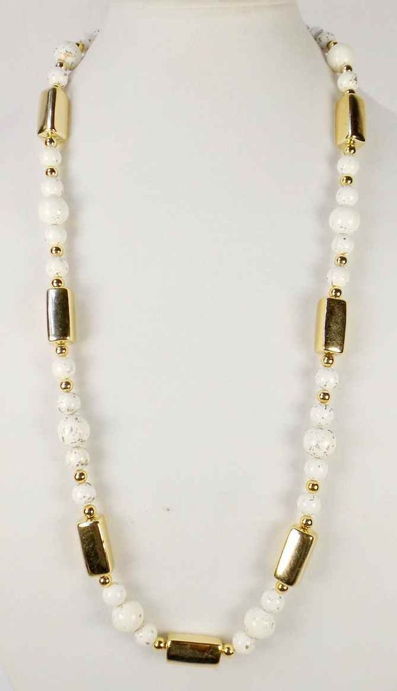 White gold on sale bead necklace