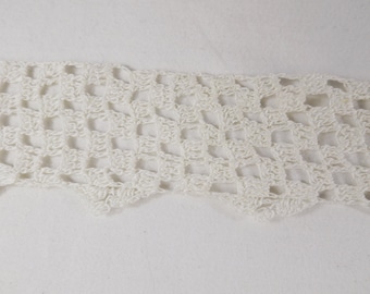 41" White Hand Crocheted Lace Trim