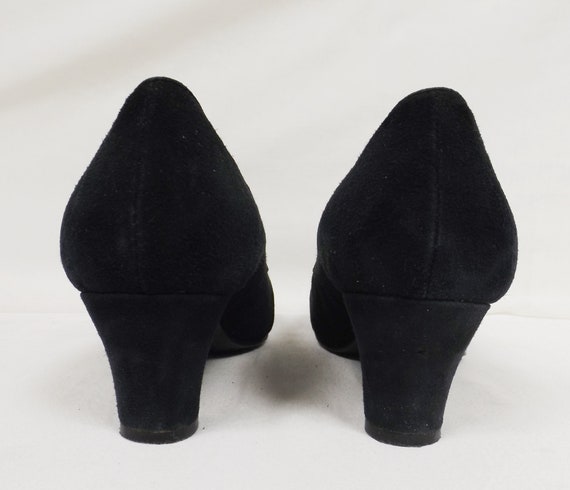 HOTTER 1940s Style Black Suede Leather Pumps UK S… - image 5