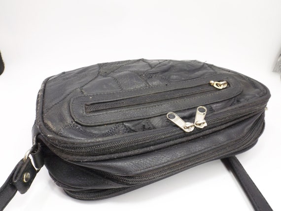Black Leather Patchwork Shoulder Bag - image 4