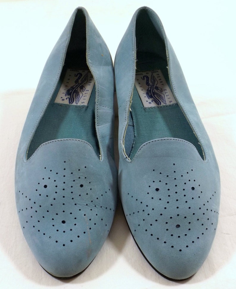 PERRY ELLIS Light Blue Suede Leather Flats Size 7B 7M | Etsy