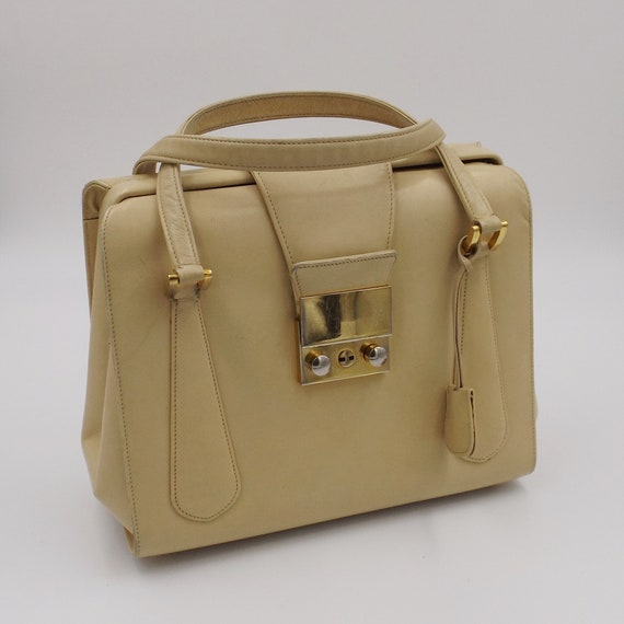 NETTIE ROSENSTEIN Bone Leather Satchel with Key - image 1