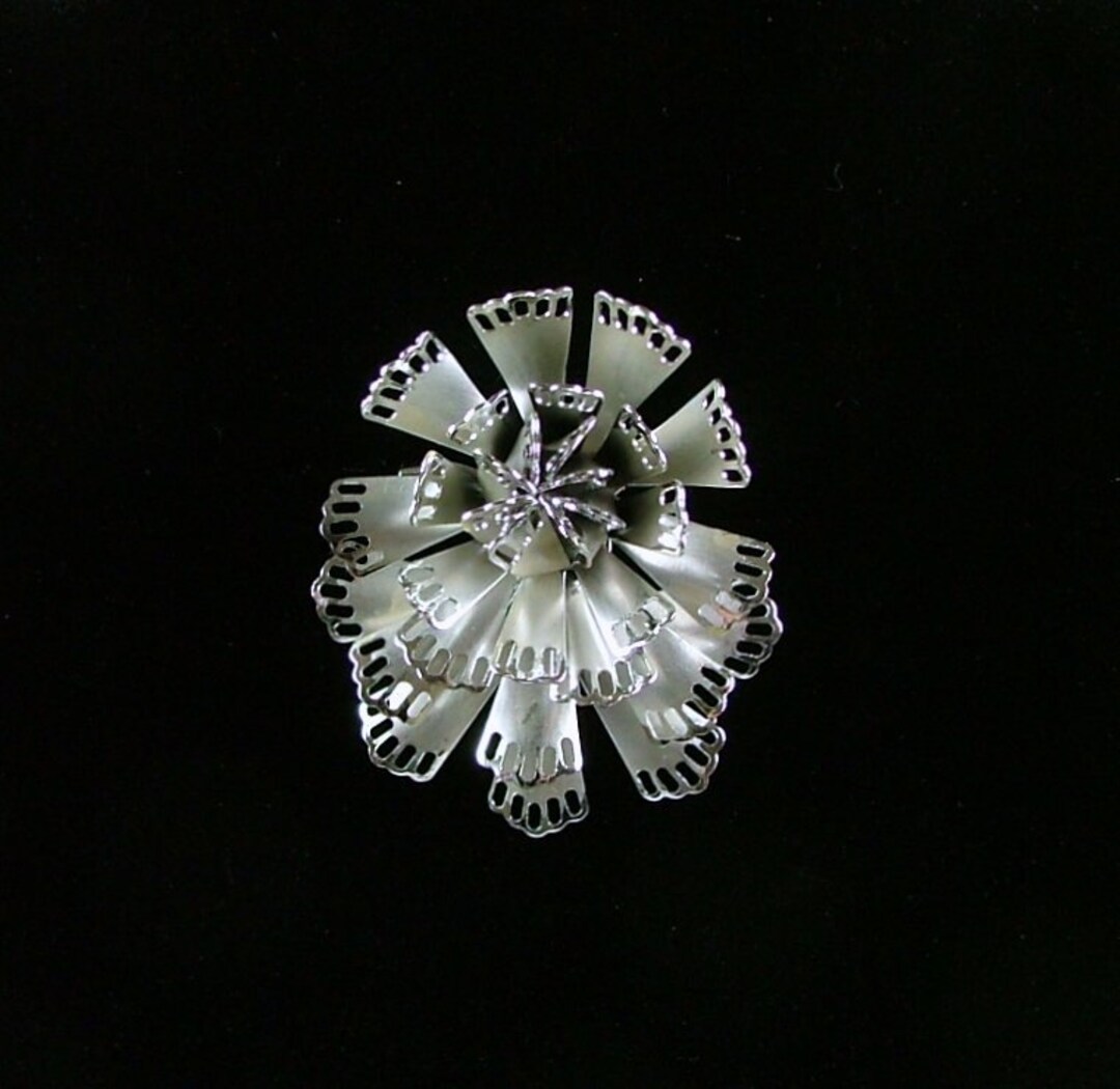 CORO Silver Flower Brooch - Etsy