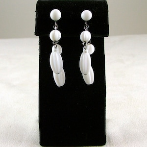 MARVELLA Milk Glass Dangle Clip On Earrings