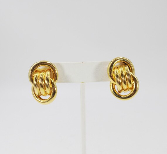 Gold Tone Knots Post Earrings