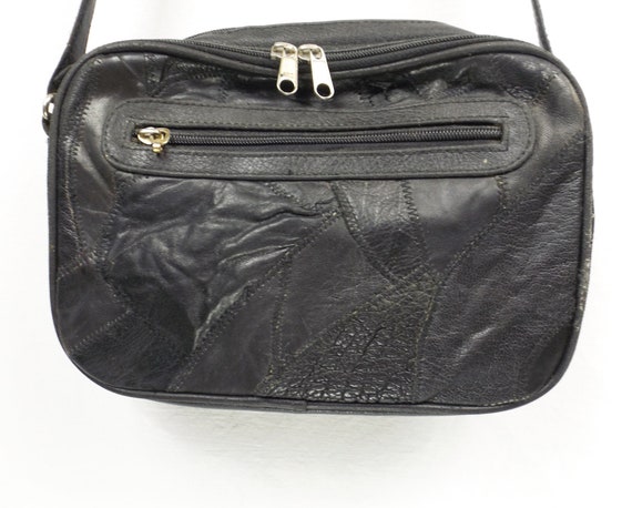 Black Leather Patchwork Shoulder Bag - image 2