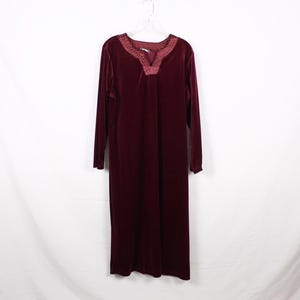 GRANADA Burgundy Velvet Lounger Nightgown Robe US Size Large L