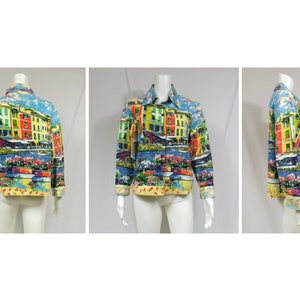 Venice Italy 100% Cotton Jacket w/ Waterfront Scene US Size Medium M