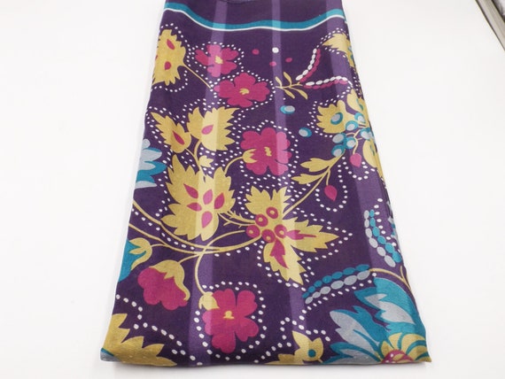 Floral Print Over Purple 30" Square Scarf - image 6