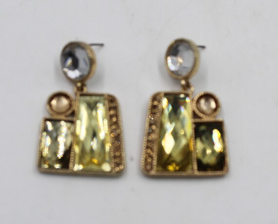 Faceted Rhinestone Dangle Post Earrings - image 7