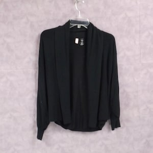 ブラック オープンフロントカーディガン ショールカラー付き US サイズ M