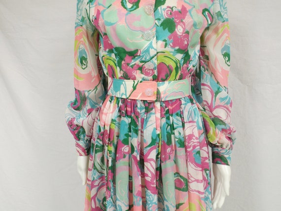 1960's Custom OOAK Mod Floral Cotton Print Dress … - image 4