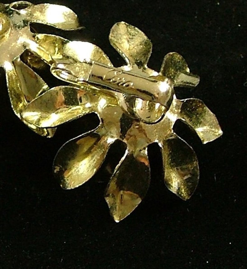 CORO Black Flower Clip On Earrings image 3