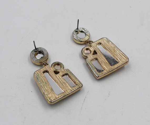 Faceted Rhinestone Dangle Post Earrings - image 6