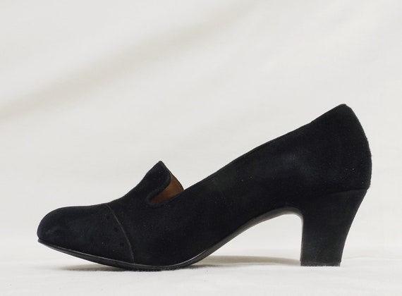 HOTTER 1940s Style Black Suede Leather Pumps UK S… - image 3