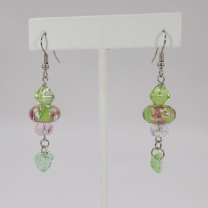 Embellished Lampwork Bead Dangle Earrings