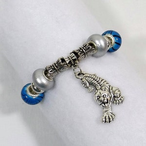 European Large Hole Bead and Tiger Charm Bracelet