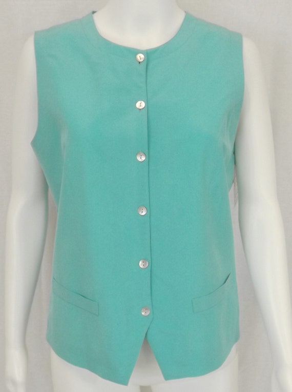 STEPHANIE ANDREWS Aquamarine Silk Vest Size M - image 3